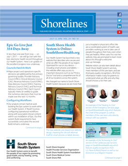 Shorelines Published for Colleagues, Volunteers and Medical Staff