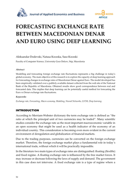 Forecasting Exchange Rate Between Macedonian Denar and Euro Using Deep Learning