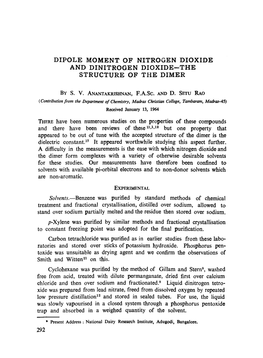 Dipole Moment of Nitrogen Dioxide and Dinitrogen Dioxide&#X2014
