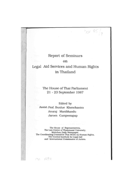 Report of Seminars on Legal Aid Services and Human Rights in Thailand