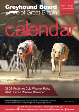 GBGB Publishes Cold Weather Policy 2020 Licence Renewal Reminder