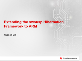 Extending the Swsusp Hibernation Framework to ARM