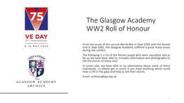 The Glasgow Academy WW2 Roll of Honour