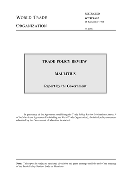 WORLD TRADE WT/TPR/G/5 18 September 1995 ORGANIZATION (95-2658)
