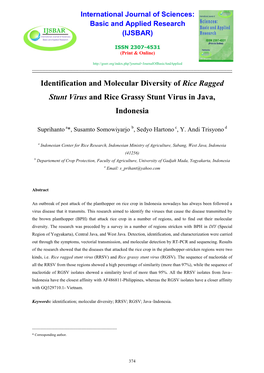 Identification and Molecular Diversity of Rice Ragged Stunt Virus and Rice Grassy Stunt Virus in Java, Indonesia
