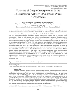Outcome of Copper Incorporation in the Photocatalytic Activity of Cadmium Oxide Nanoparticles
