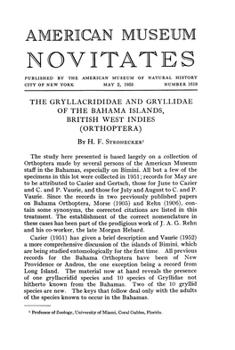 ASME1R]ICAN MUSEUM NO(Cvitates PUBLISHED by the AMERICAN MUSEUM of NATURAL HISTORY CITY of NEW YORK MAY 2, 1953 NUMBER 1618