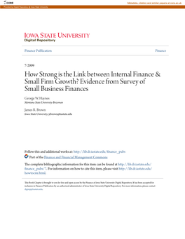 How Strong Is the Link Between Internal Finance & Small