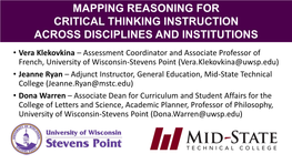 Mapping Reasoning for Critical Thinking Instruction Across Disciplines And