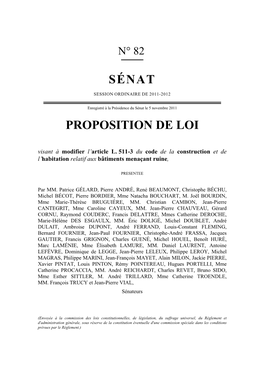 Sénat Proposition De