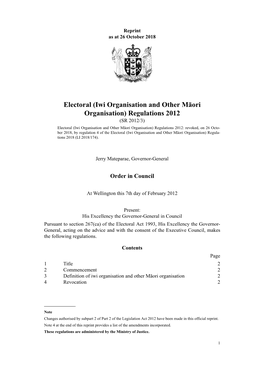 Electoral (Iwi Organisation and Other Māori Organisation) Regulations