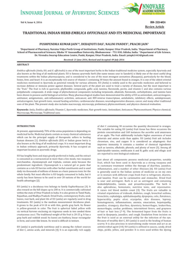 Traditional Indian Herb Emblica Officinalis and Its Medicinal Importance