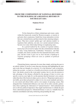 From the Composition of National Histories to the Building of a Regional History in South-East Asia