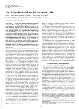 Cdc20 Associates with the Kinase Aurora2/Aik