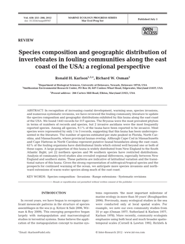 Species Composition and Geographic Distribution of Invertebrates in Fouling Communities Along the East Coast of the USA: a Regional Perspective