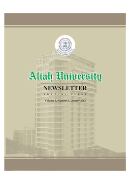 Volume 3, Number 1, January 2012 Aliah University Newsletter Advisors