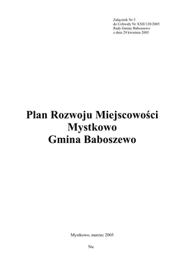 Plan Rozwoju Miejscowości Mystkowo Gmina Baboszewo