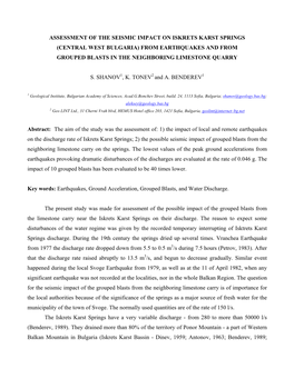 Assessment of the Seismic Impact on Iskrets Karst Springs (Central West Bulgaria) from Earthquakes and from Grouped Blasts in the Neighboring Limestone Quarry