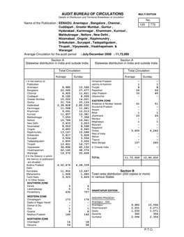 AUDIT BUREAU of CIRCULATIONS MULTI EDITION Details of Distribution and Territorial Breakdown of Circulation No