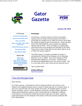 Gator Gazette, January 28, 2018