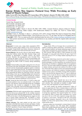 Energy Drinks May Improve Postural Sway While Provoking an Early Onset of Muscle Fatigue Journal of Public Health Issues And