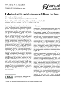 Evaluation of Satellite Rainfall Estimates Over Ethiopian River Basins