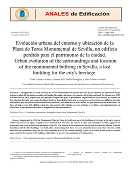 Evolución Urbana Del Entorno Y Ubicación De La Plaza De Toros Monumental De Sevilla, Un Edificio Perdido Para El Patrimonio De La Ciudad