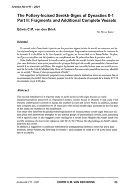 The Pottery-Incised Serekh-Signs of Dynasties 0-1 Part 11: Fragments and Additional Complete Vessels