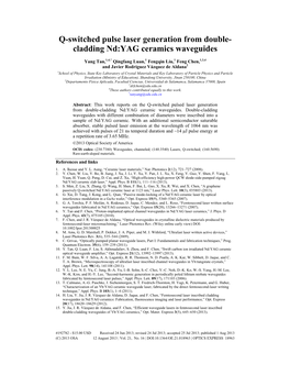 Q-Switched Pulse Laser Generation from Double- Cladding Nd:YAG Ceramics Waveguides