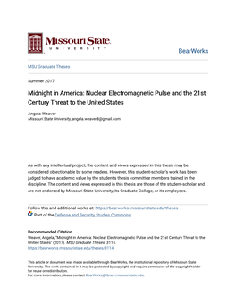 Nuclear Electromagnetic Pulse and the 21St Century Threat to the United States