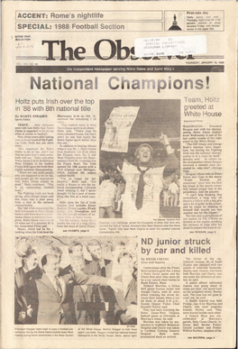 National Champions! Holtz Puts Irish Over the Top Team, Holtz in ’88 with 8Th National Title Greeted At