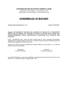 Page 1 CONSIGLIO DI BACINO VERONA SUD Sede Legale: Piazza