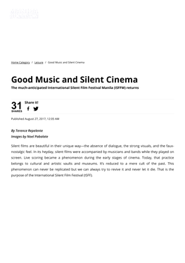 Good Music and Silent Cinema