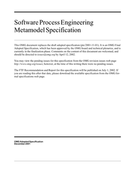 Software Process Engineering Metamodel Specification