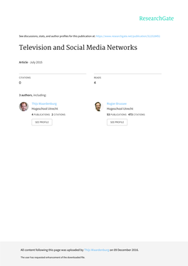 Television and Social Media Networks