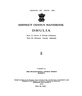 District Census Handbook, Dhulia, Part