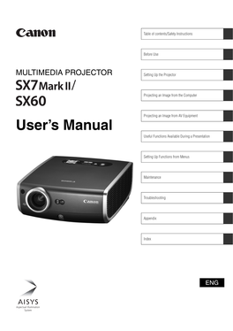 MULTIMEDIA PROJECTOR Sx7markii/SX60 User's Manual