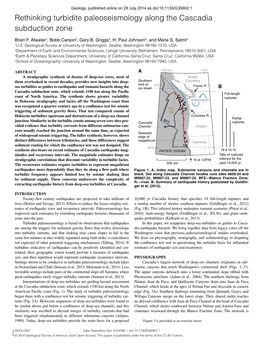 Atwater Et Al Geology 14, Cascadia Turbitites