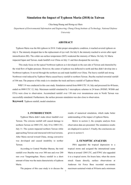 Simulation the Impact of Typhoon Maria (2018) in Taiwan