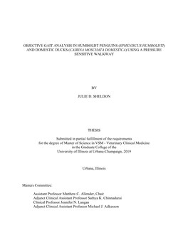 Objective Gait Analysis in Humboldt Penguins (Spheniscus Humboldti) and Domestic Ducks (Cairina Moschata Domestica) Using a Pressure Sensitive Walkway