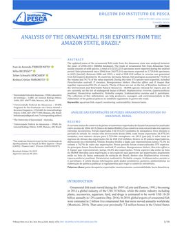 Analysis of the Ornamental Fish Exports from the Amazon State, Brazil*