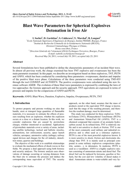 Blast Wave Parameters for Spherical Explosives Detonation in Free Air