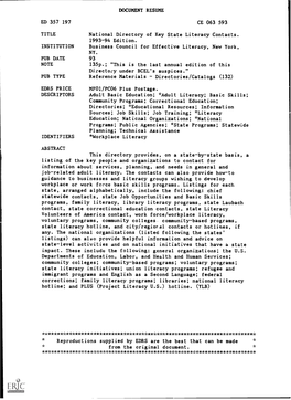 DOCUMENT RESUME ED 357 197 CE 063 593 TITLE National