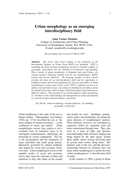 Urban Morphology As an Emerging Interdisciplinary Field