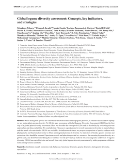 Global Legume Diversity Assessment: Concepts, Key Indicators, and Strategies