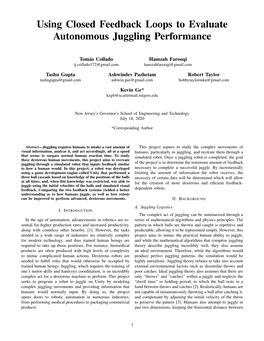 Using Closed Feedback Loops to Evaluate Autonomous Juggling Performance