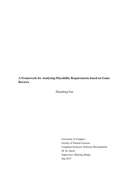 A Framework for Analyzing Playability Requirements Based on Game Reviews Zhaodong