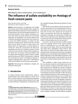 The Influence of Sulfate Availability on Rheology of Fresh Cement Paste