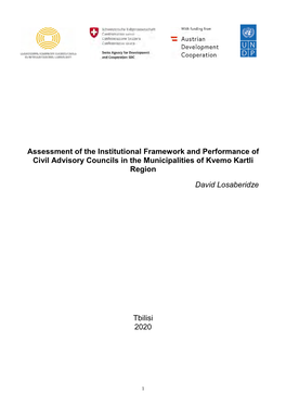 Assessment of the Institutional Framework and Performance of Civil Advisory Councils in the Municipalities of Kvemo Kartli Region