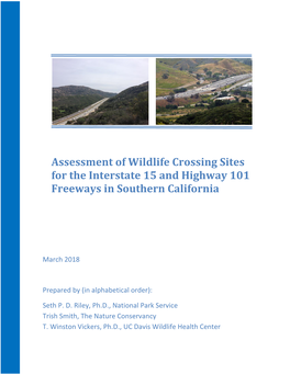 Assessment of Wildlife Crossing Sites for the Interstate 15 and Highway 101 Freeways in Southern California